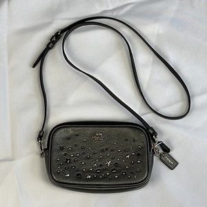 Coach Star Rivet Gray Metallic Crossbody Bag